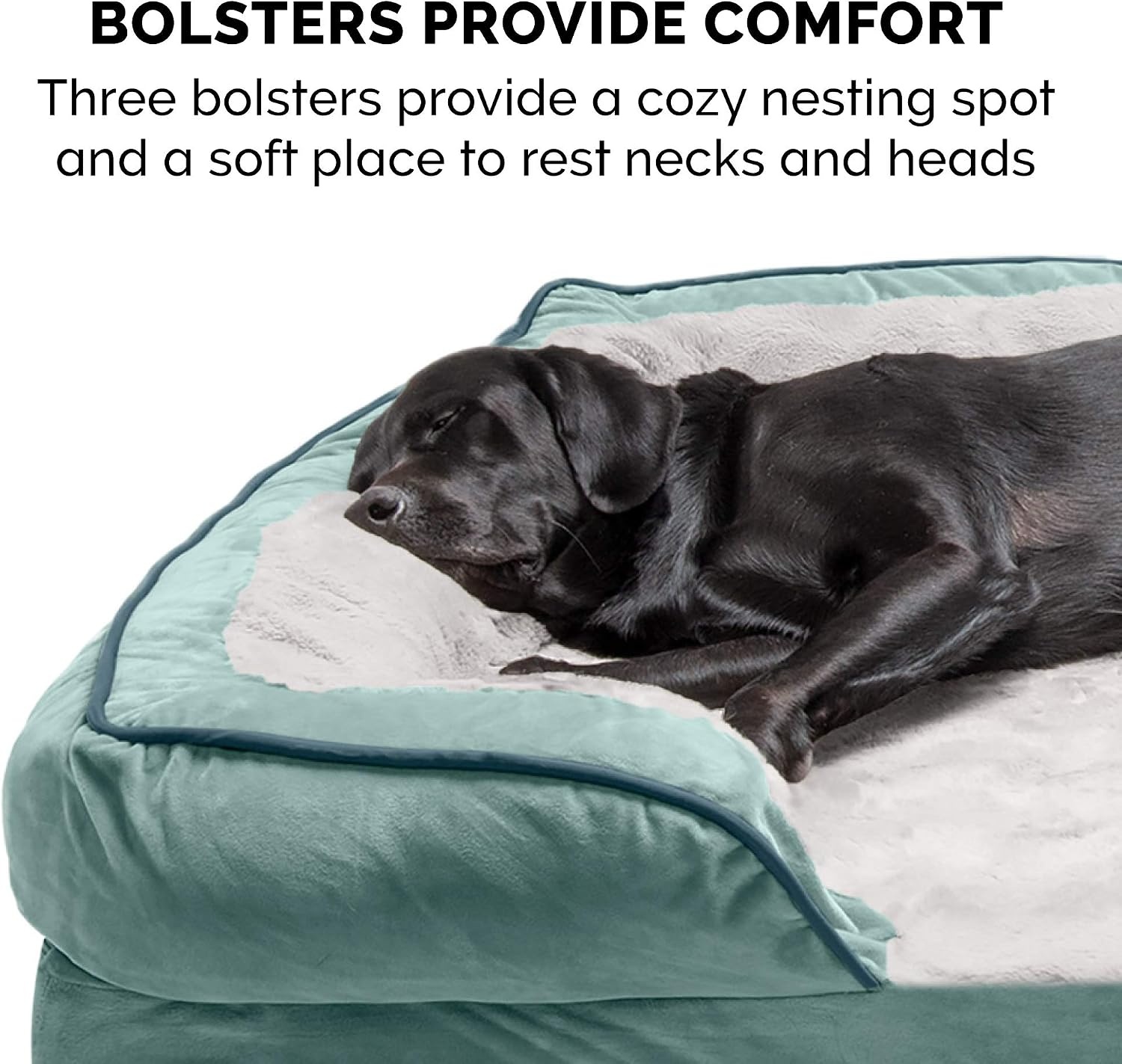 image:imageFurHaven Orthopedic Dog Bed for Medium Dogs Perfect Comfort Sofa with Removable Bolsters with Orthopedic Egg Crate Foam for Joint Support Washable Cover Medium Plush amp Velvet Waves BrownstoneCeladon Green