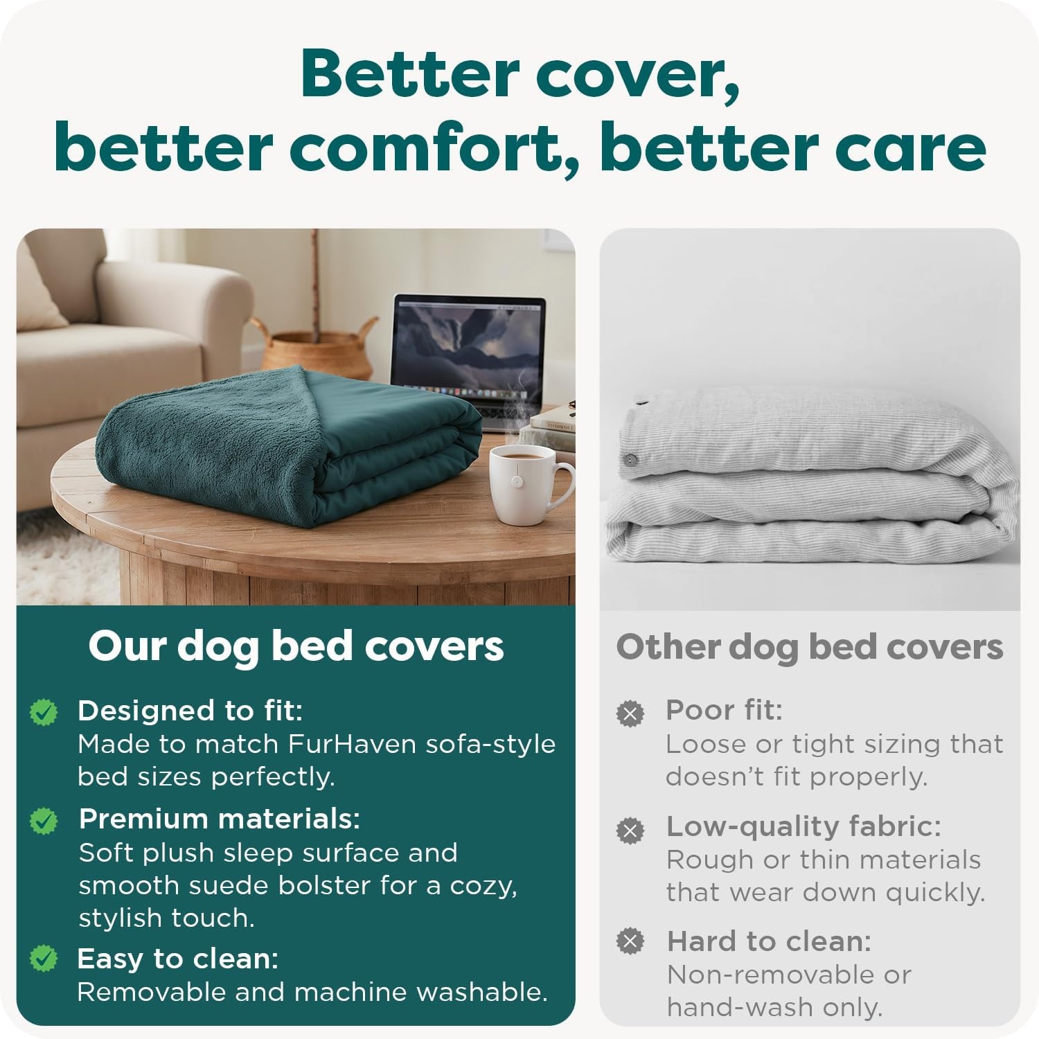 image:imageFurHaven Replacement Dog Bed Cover Classic Sofa Design with UltraPlush Sleep Surface for Protecting Pet Mattresses Zippered amp Machine Washable Large Plush amp Suede Deep Pool