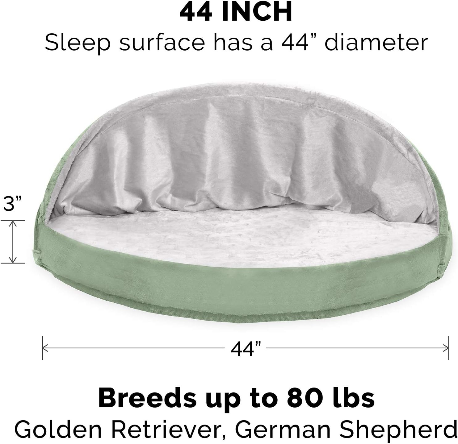image:imageFurHaven Replacement Dog Bed Cover for Sherpa amp Suede Snuggery Fits Cool GelTop Foam Beds amp Solid Orthopedic Foam Beds Machine Washable Jumbo XL 44 inch GrayMicrovelvet Sage