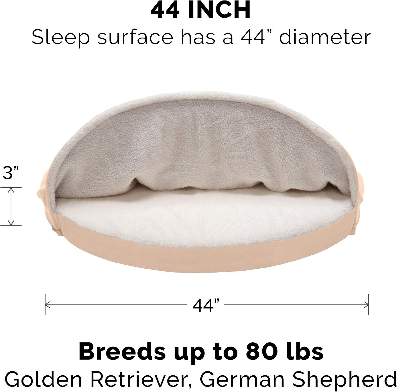 image:imageFurHaven Replacement Dog Bed Cover for Sherpa amp Suede Snuggery Fits Cool GelTop Foam Beds amp Solid Orthopedic Foam Beds Machine Washable Jumbo XL 44 inch GrayFaux Lambswool Suede Cream