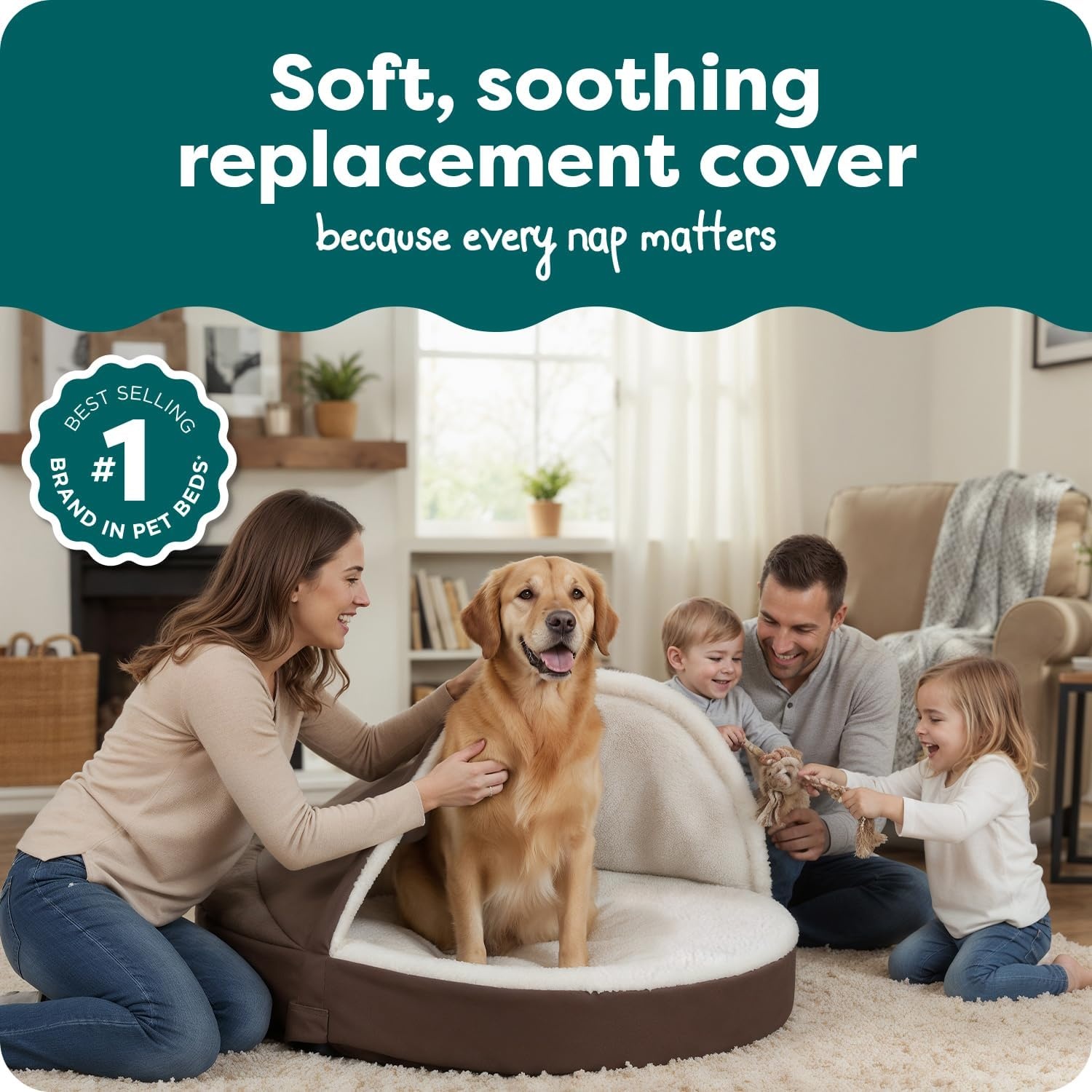 image:imageFurHaven Replacement Dog Bed Cover for Sherpa amp Suede Snuggery Fits Cool GelTop Foam Beds amp Solid Orthopedic Foam Beds Machine Washable Jumbo XL 44 inch GrayFaux Lambswool Suede Espresso