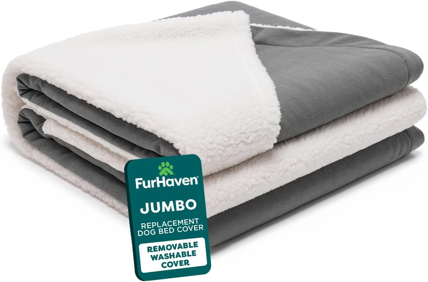 image:imageFurHaven Replacement Dog Bed Cover for Sherpa amp Suede Snuggery Fits Cool GelTop Foam Beds amp Solid Orthopedic Foam Beds Machine Washable Jumbo XL 44 inch GrayFaux Lambswool Suede Gray