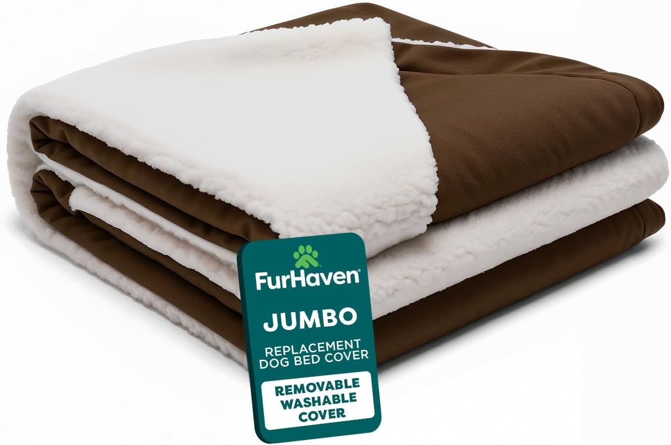 image:imageFurHaven Replacement Dog Bed Cover for Sherpa amp Suede Snuggery Fits Cool GelTop Foam Beds amp Solid Orthopedic Foam Beds Machine Washable Jumbo XL 44 inch GrayFaux Lambswool Suede Espresso