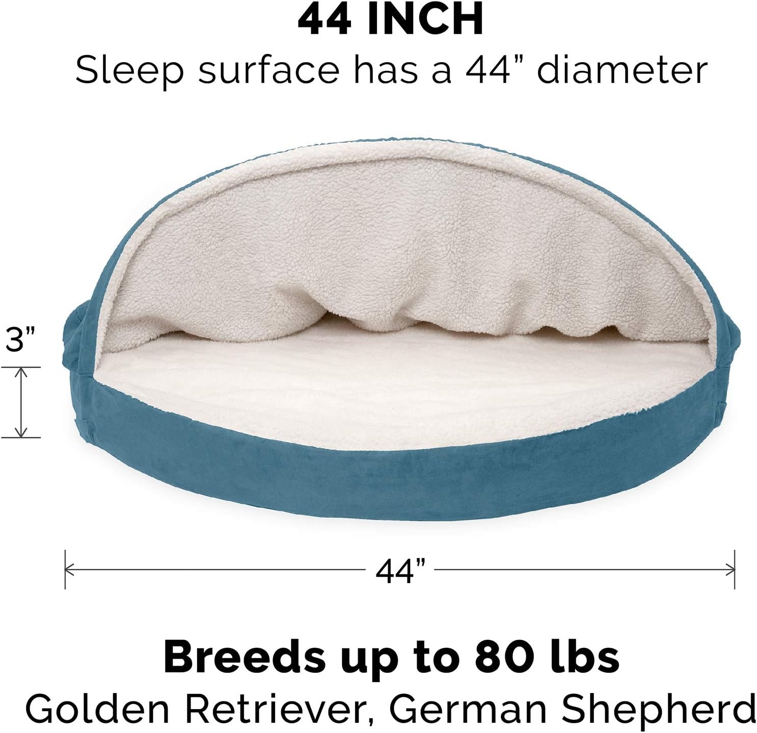 image:imageFurHaven Replacement Dog Bed Cover for Sherpa amp Suede Snuggery Fits Cool GelTop Foam Beds amp Solid Orthopedic Foam Beds Machine Washable Jumbo XL 44 inch GrayFaux Lambswool Suede Blue