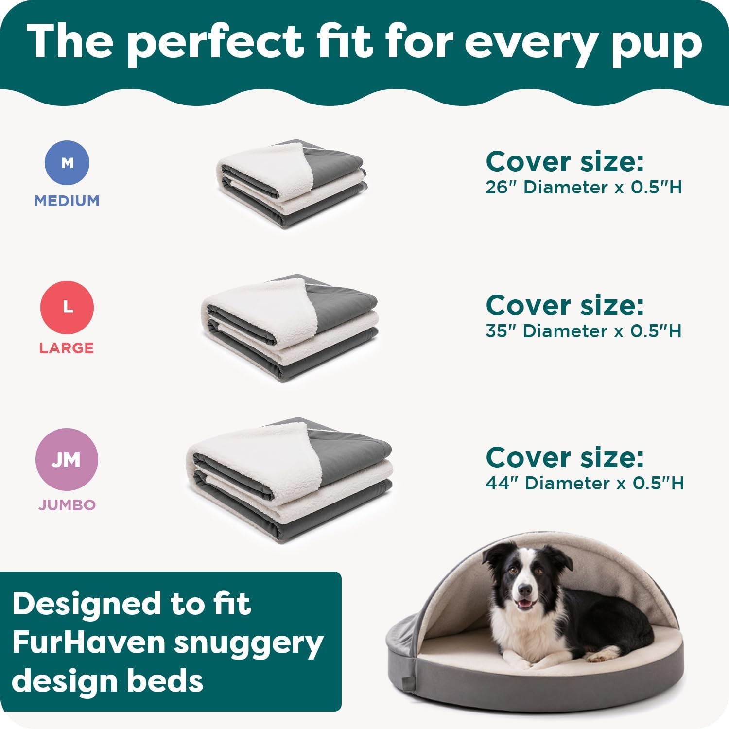 image:imageFurHaven Replacement Dog Bed Cover for Sherpa amp Suede Snuggery Fits Cool GelTop Foam Beds amp Solid Orthopedic Foam Beds Machine Washable Jumbo XL 44 inch GrayFaux Lambswool Suede Gray