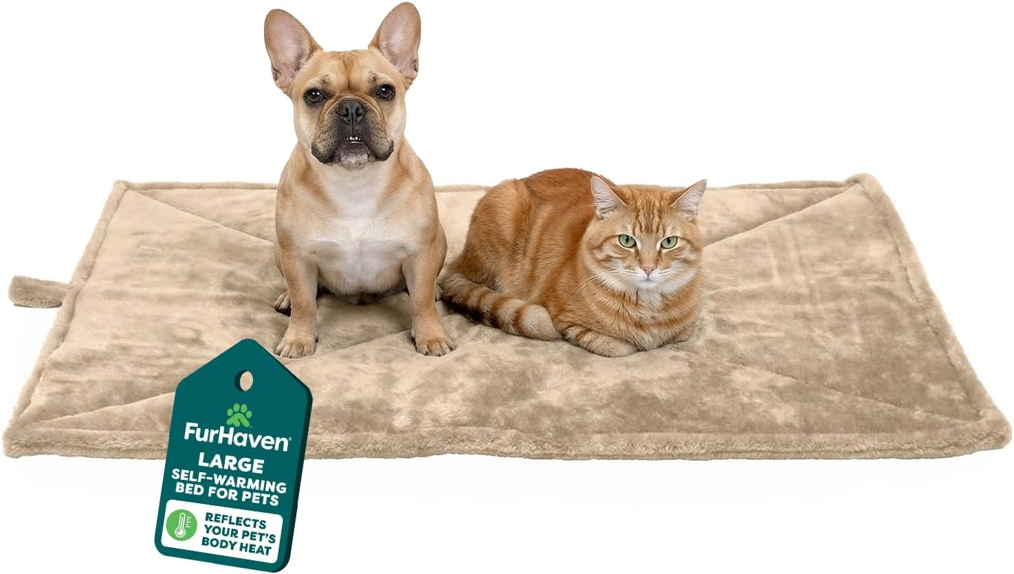 image:imageFurHaven ThermaNAP Faux Fur SelfWarming Mat Brown Leopard LargeCream