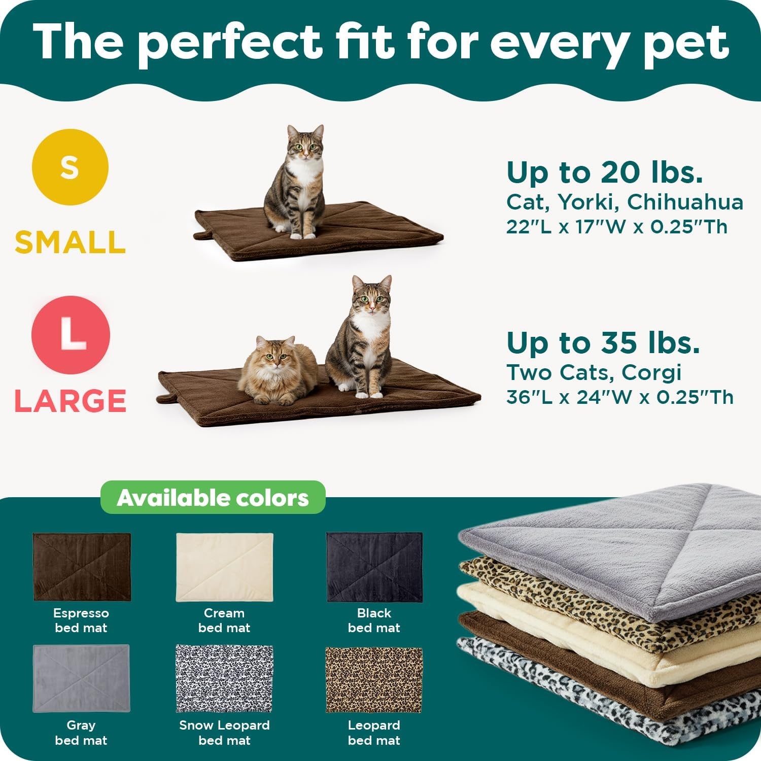 image:imageFurHaven ThermaNAP Faux Fur SelfWarming Mat Brown Leopard LargeEspresso