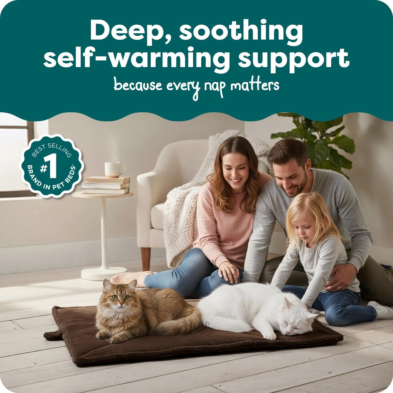 image:imageFurHaven ThermaNAP Faux Fur SelfWarming Mat Brown Leopard LargeEspresso