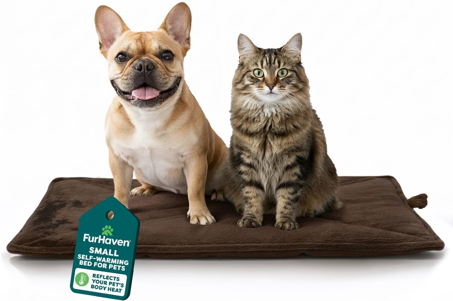 image:imageFurHaven ThermaNAP Faux Fur SelfWarming Mat Brown Leopard LargeEspresso