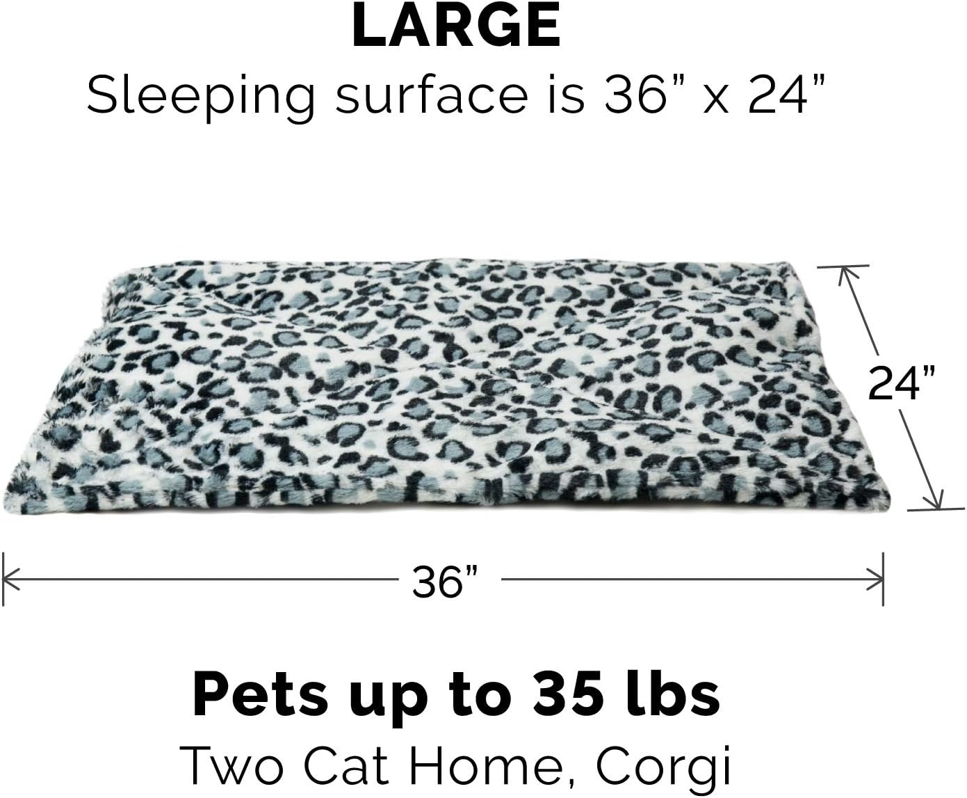 image:imageFurHaven ThermaNAP Faux Fur SelfWarming Mat Brown Leopard LargeSnow Leopard