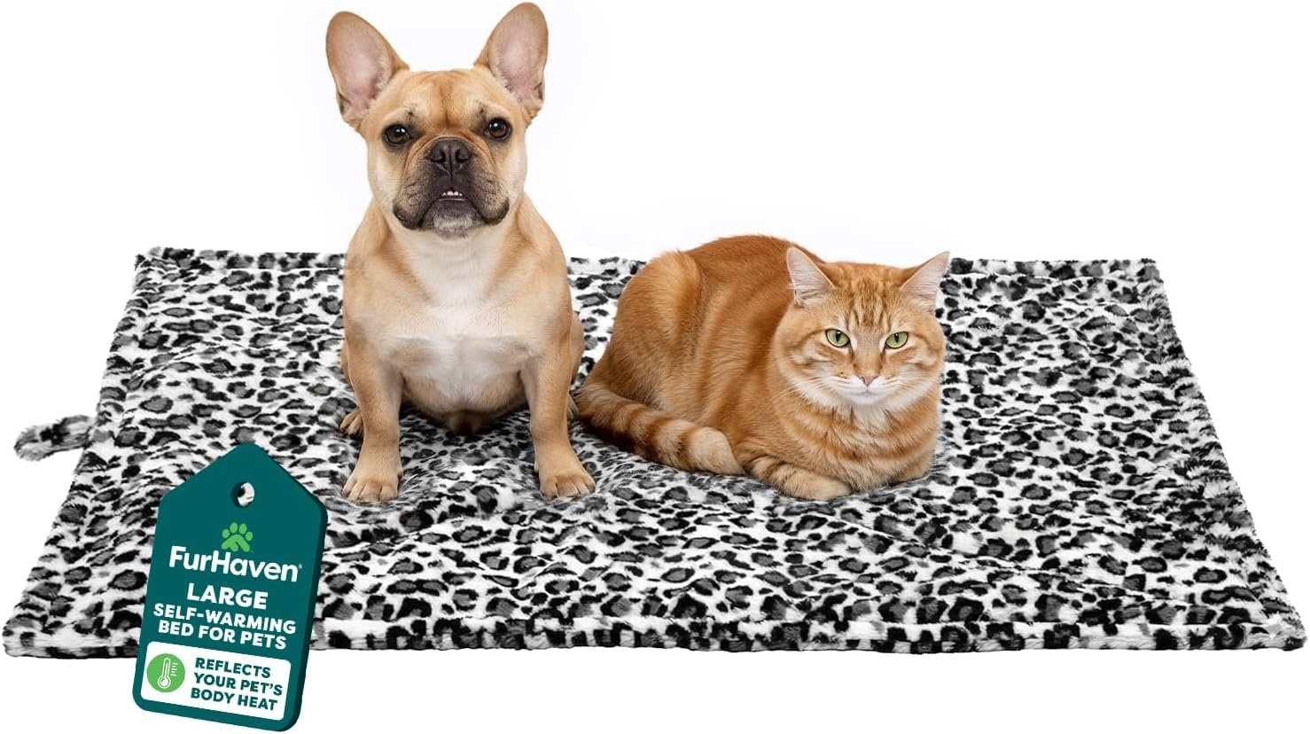 image:imageFurHaven ThermaNAP Faux Fur SelfWarming Mat Brown Leopard LargeSnow Leopard