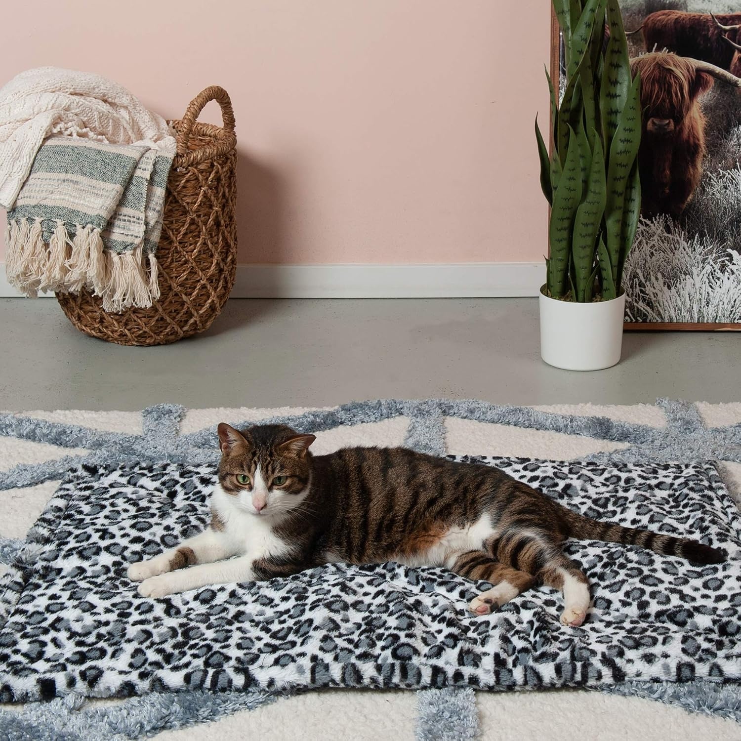image:imageFurHaven ThermaNAP Faux Fur SelfWarming Mat Brown Leopard LargeSnow Leopard
