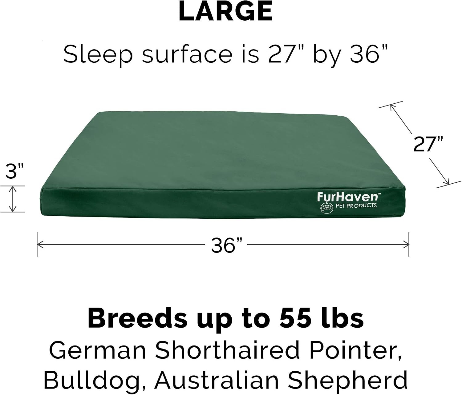 image:imageFurHaven WaterResistant Orthopedic Dog Bed for Large Dogs Oxford Polycanvas Mattress with Orthopedic Solid Slab Foam for Joint Support Removable Washable Cover Jumbo XL Stone GrayForest