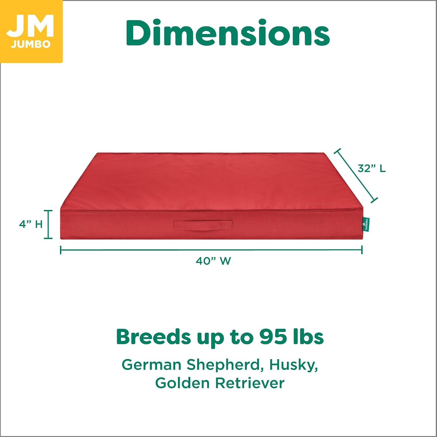 image:imageFurHaven WaterResistant Orthopedic Dog Bed for Large Dogs Oxford Polycanvas Mattress with Orthopedic Solid Slab Foam for Joint Support Removable Washable Cover Jumbo XL Stone GrayRed