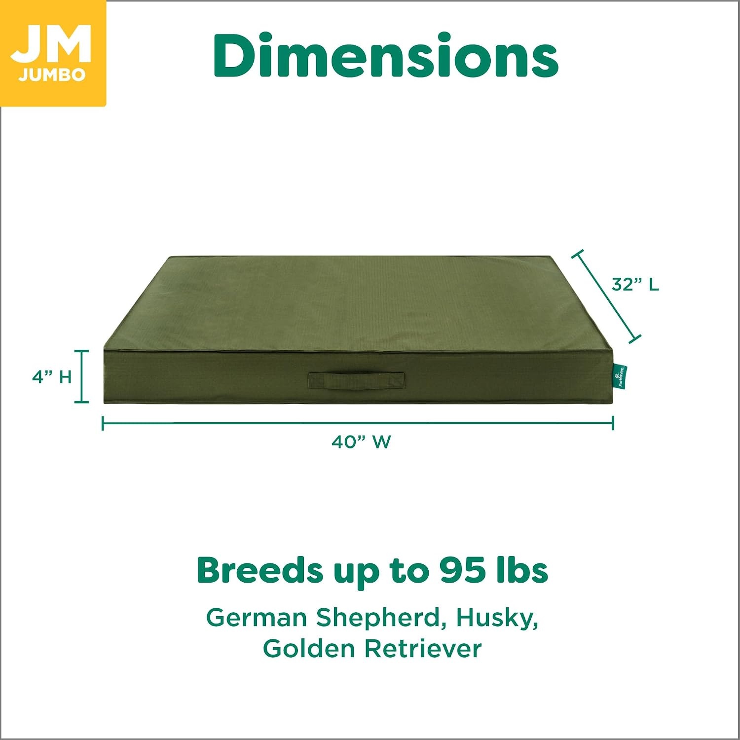 image:imageFurHaven WaterResistant Orthopedic Dog Bed for Large Dogs Oxford Polycanvas Mattress with Orthopedic Solid Slab Foam for Joint Support Removable Washable Cover Jumbo XL Stone GrayGreen