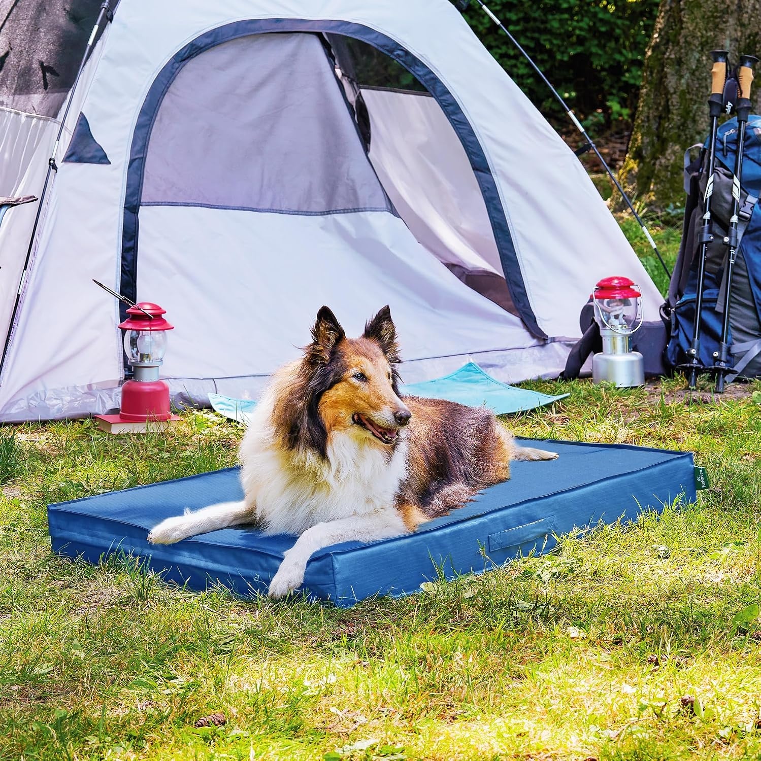 image:imageFurHaven WaterResistant Orthopedic Dog Bed for Large Dogs Oxford Polycanvas Mattress with Orthopedic Solid Slab Foam for Joint Support Removable Washable Cover Jumbo XL Stone GrayBlue