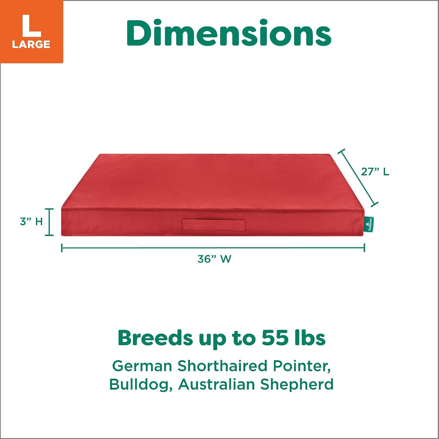 image:imageFurHaven WaterResistant Orthopedic Dog Bed for Large Dogs Oxford Polycanvas Mattress with Orthopedic Solid Slab Foam for Joint Support Removable Washable Cover Jumbo XL Stone GrayRed