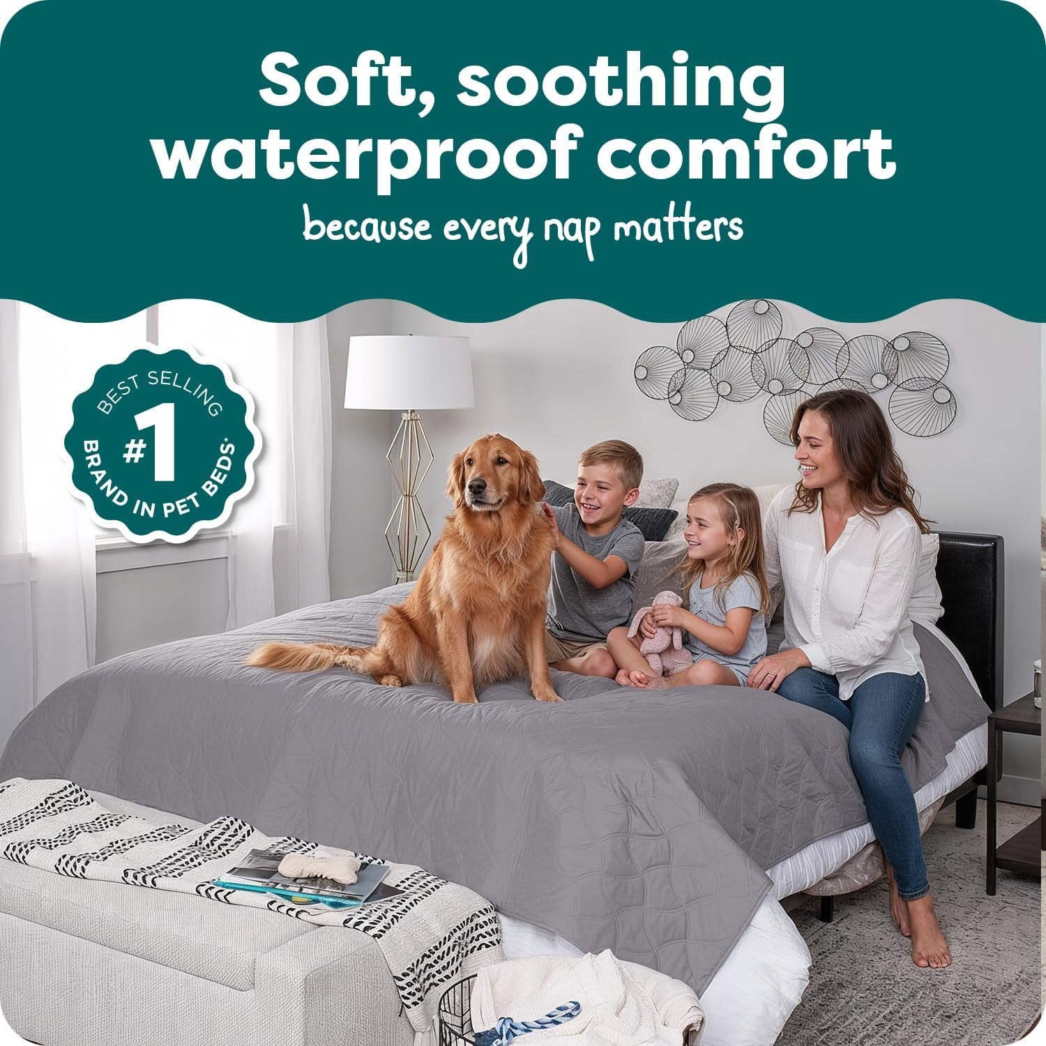 image:imageFurHaven Waterproof Blanket amp Furniture Protector Cover with NonSlip Backing Machine Washable JumboKing Quilted Twill GrayQuilted Gray