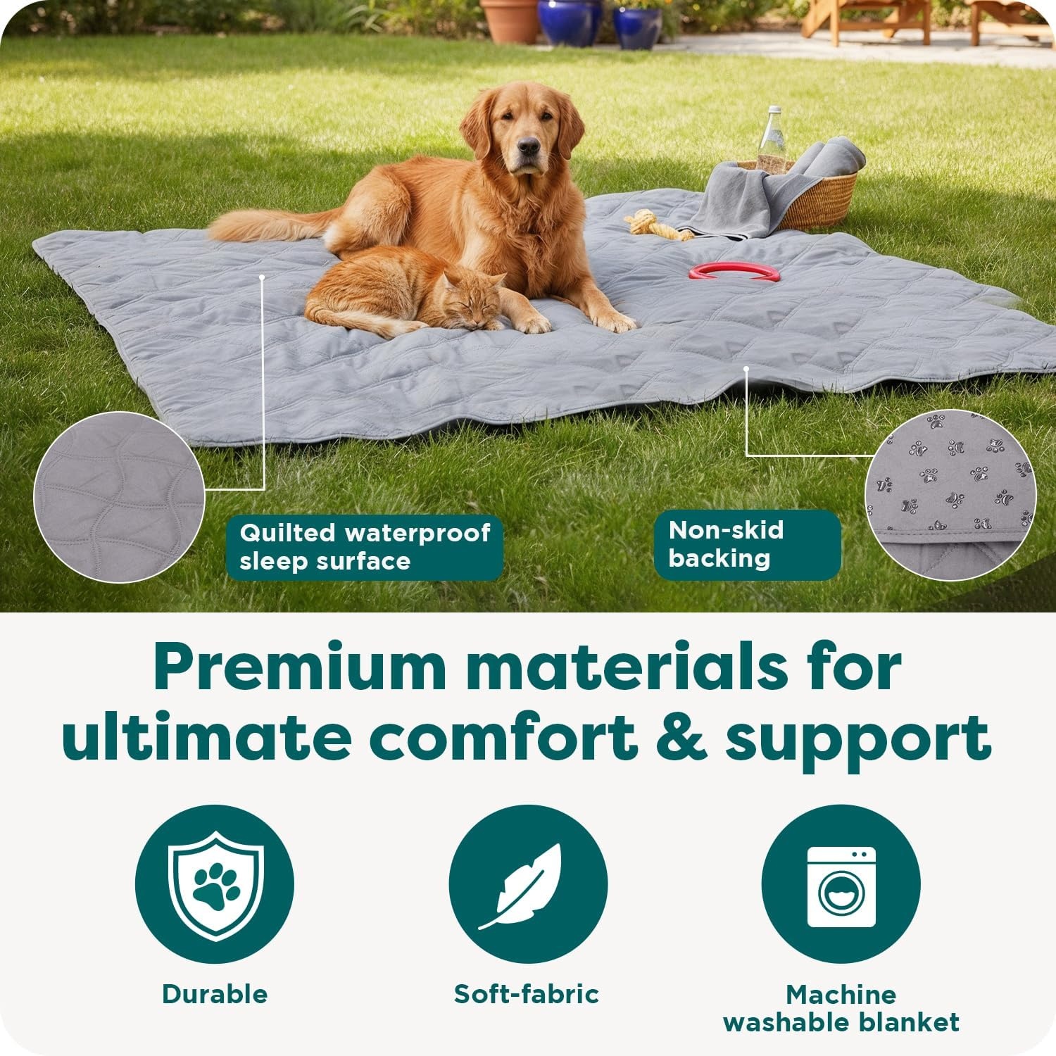 image:imageFurHaven Waterproof Blanket amp Furniture Protector Cover with NonSlip Backing Machine Washable JumboKing Quilted Twill GrayQuilted Gray