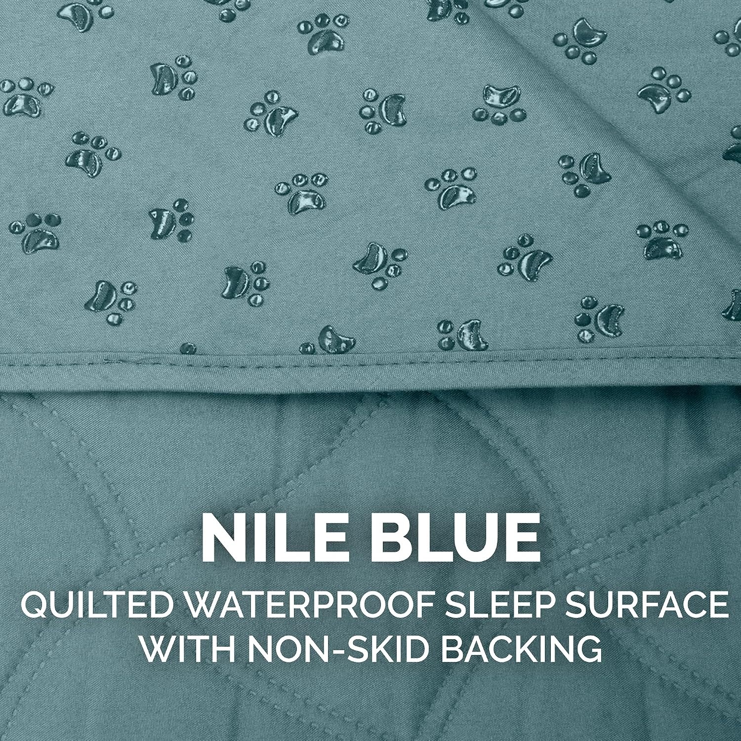 image:imageFurHaven Waterproof Blanket amp Furniture Protector Cover with NonSlip Backing Machine Washable JumboKing Quilted Twill GrayQuilted Nile Blue