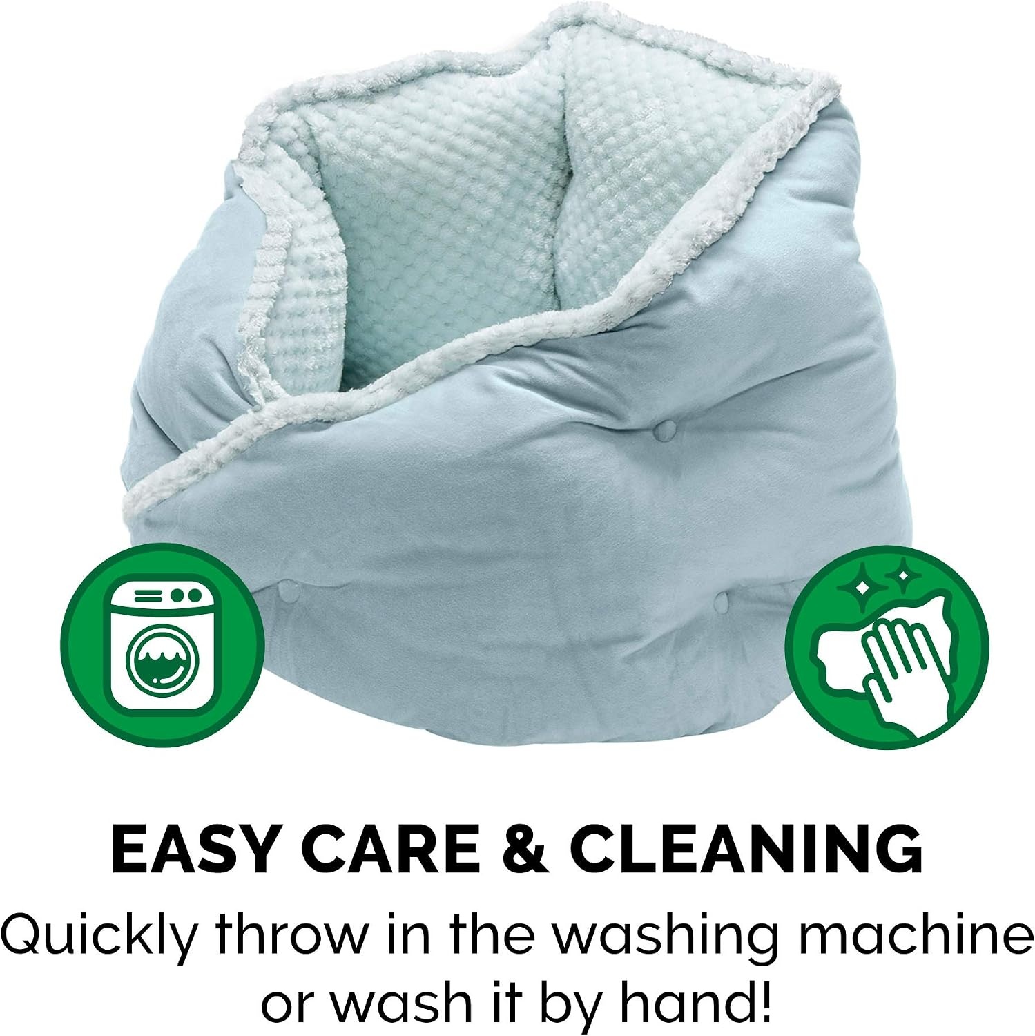 image:imageFurhaven 24 Round Pet Bed for Indoor Cats amp MediumSmall Dogs 100 Washable For Pets Up to 35 lbs Minky Plush amp Velvet Hug Bed Silver Gray 24inchHug Bed Minky Velvet Aquamarine