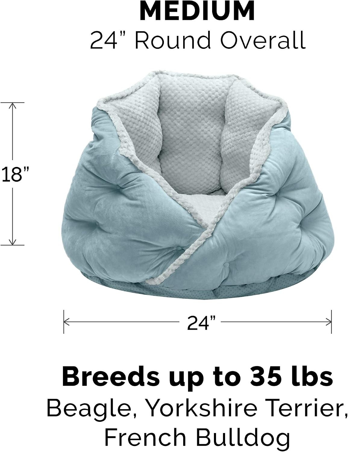 image:imageFurhaven 24 Round Pet Bed for Indoor Cats amp MediumSmall Dogs 100 Washable For Pets Up to 35 lbs Minky Plush amp Velvet Hug Bed Silver Gray 24inchHug Bed Minky Velvet Aquamarine