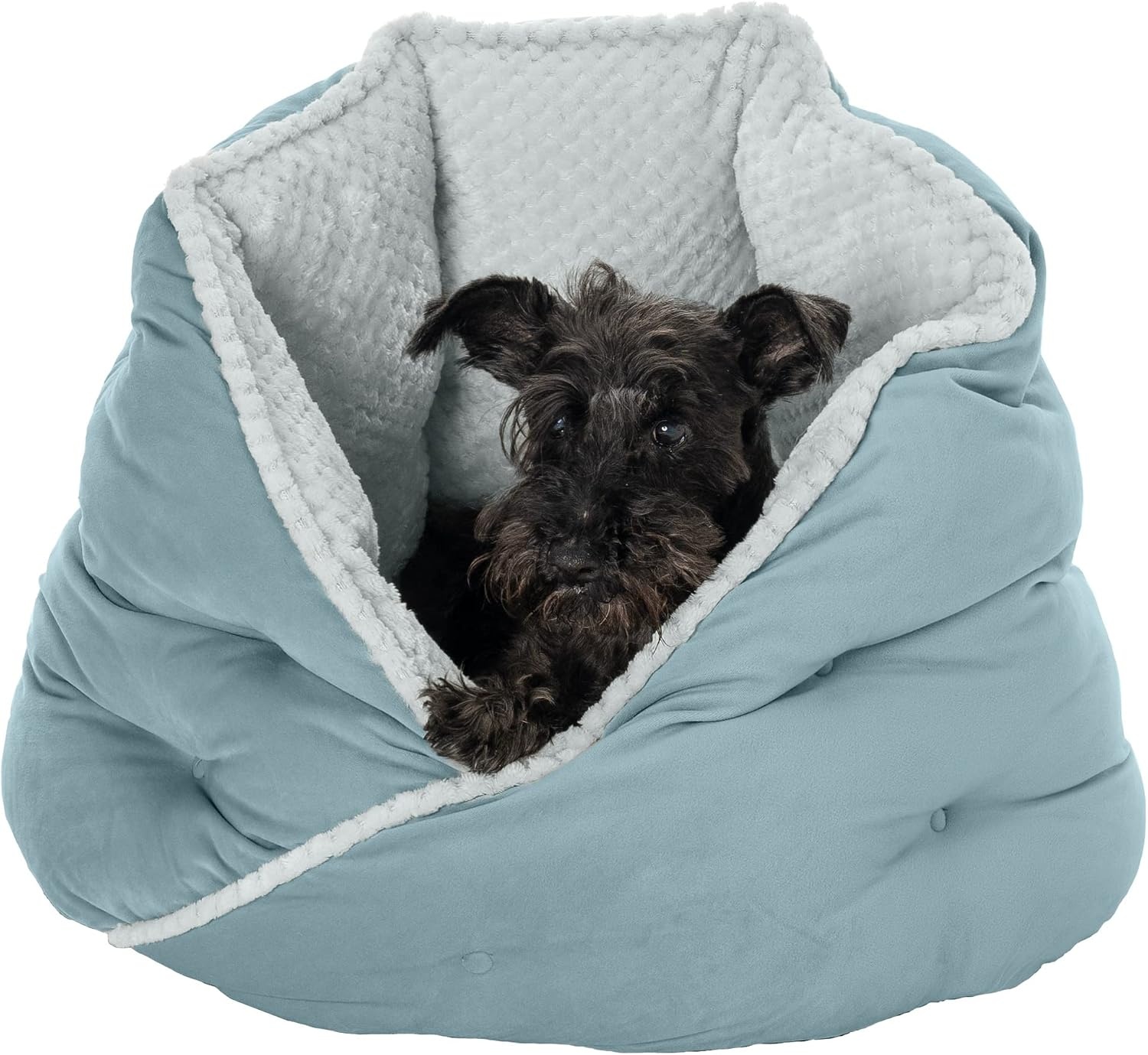 image:imageFurhaven 24 Round Pet Bed for Indoor Cats amp MediumSmall Dogs 100 Washable For Pets Up to 35 lbs Minky Plush amp Velvet Hug Bed Silver Gray 24inchHug Bed Minky Velvet Aquamarine