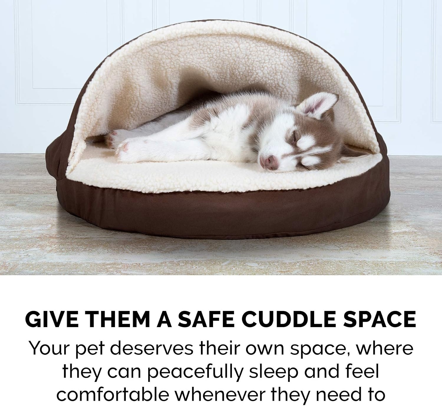 image:imageFurhaven 26 Round Orthopedic Dog Bed for MediumSmall Dogs w Removable Washable Cover For Dogs Up to 30 lbs Sherpa amp Suede Snuggery Gray 26inchEspresso