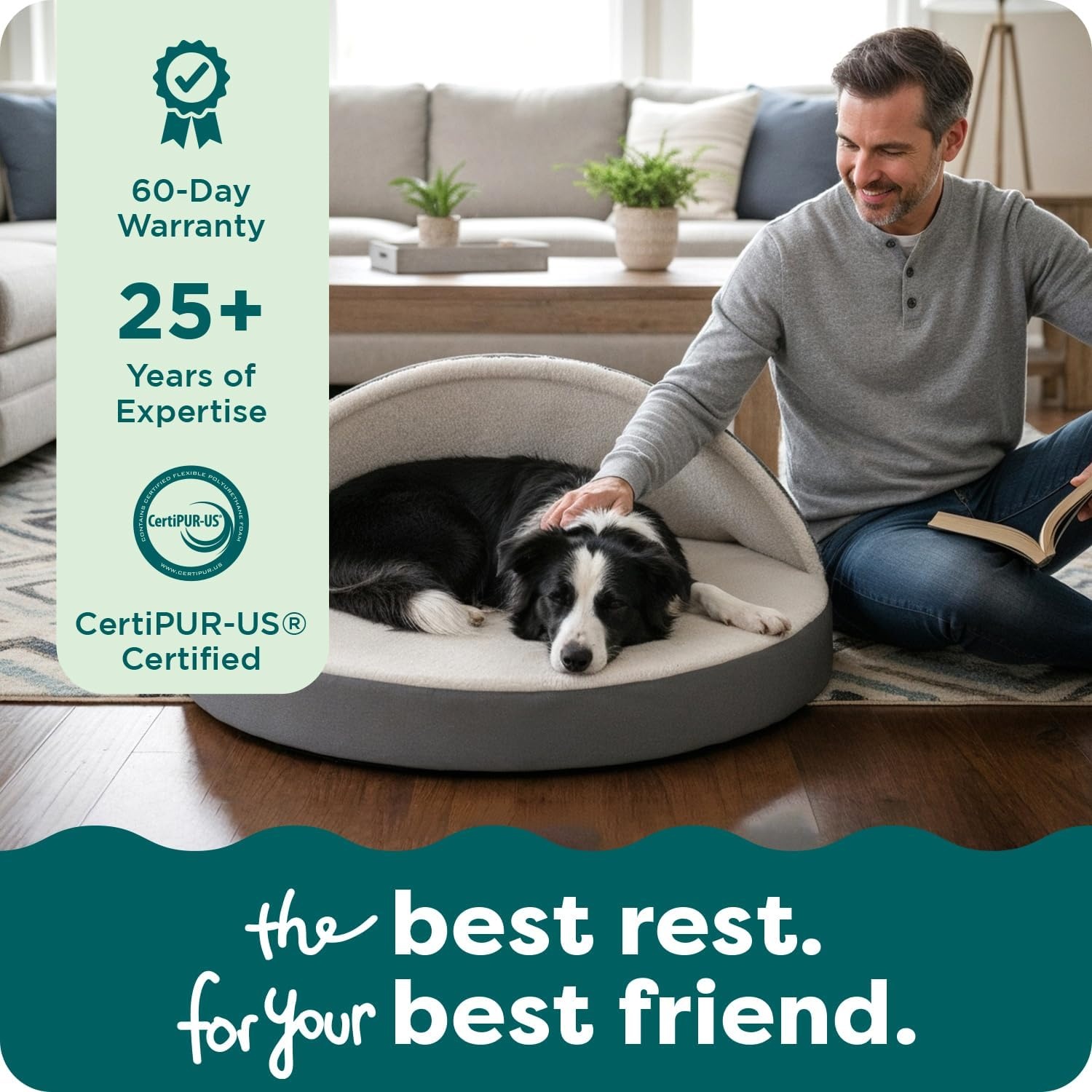 image:imageFurhaven 26 Round Orthopedic Dog Bed for MediumSmall Dogs w Removable Washable Cover For Dogs Up to 30 lbs Sherpa amp Suede Snuggery Gray 26inchEspresso