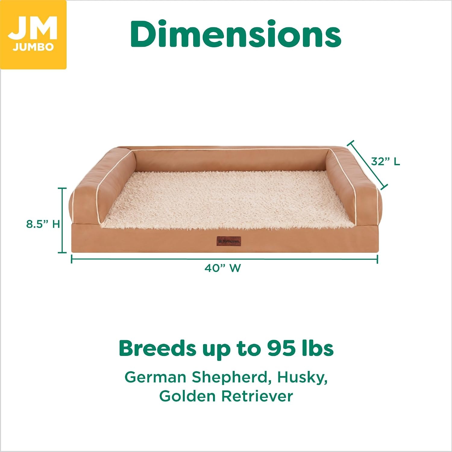 image:imageFurhaven Cooling Dog Sofa Bed Memory Foam Couch with Bolsters Textured Plush amp WaterResistant Cover Washable Cover Greige JumboCamel