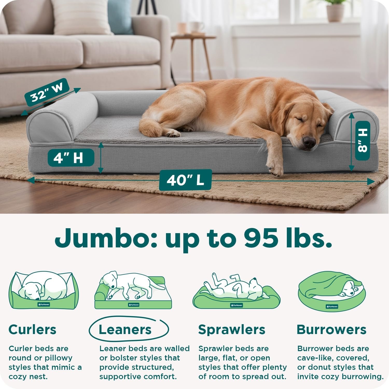 image:imageFurhaven Cooling Gel Dog Bed for Large Dogs w Removable Bolsters amp Washable Cover For Dogs Up to 125 lbs TwoTone Plush Faux Fur amp Suede L Shaped Chaise Espresso Jumbo PlusXXLTwoTone Faux Fur Suede Stone Gray