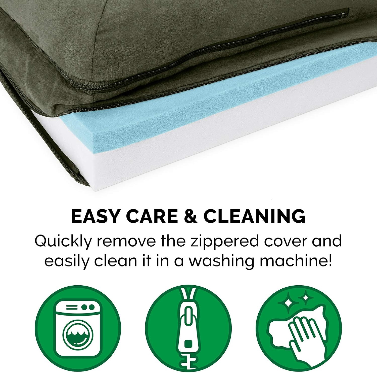 image:imageFurhaven Cooling Gel Dog Bed for Large Dogs w Removable Bolsters amp Washable Cover For Dogs Up to 125 lbs TwoTone Plush Faux Fur amp Suede L Shaped Chaise Espresso Jumbo PlusXXLTwoTone Faux Fur Suede Dark Sage