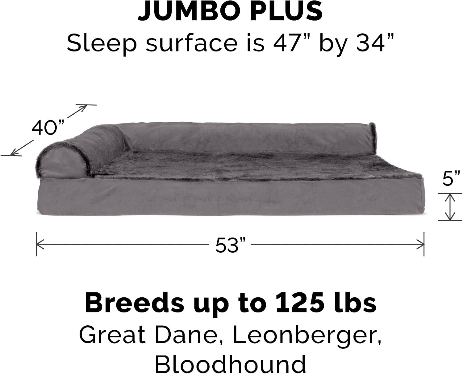 image:imageFurhaven Cooling Gel Dog Bed for Large Dogs w Removable Bolsters amp Washable Cover For Dogs Up to 125 lbs TwoTone Plush Faux Fur amp Suede L Shaped Chaise Espresso Jumbo PlusXXLPlush Velvet Platinum Gray