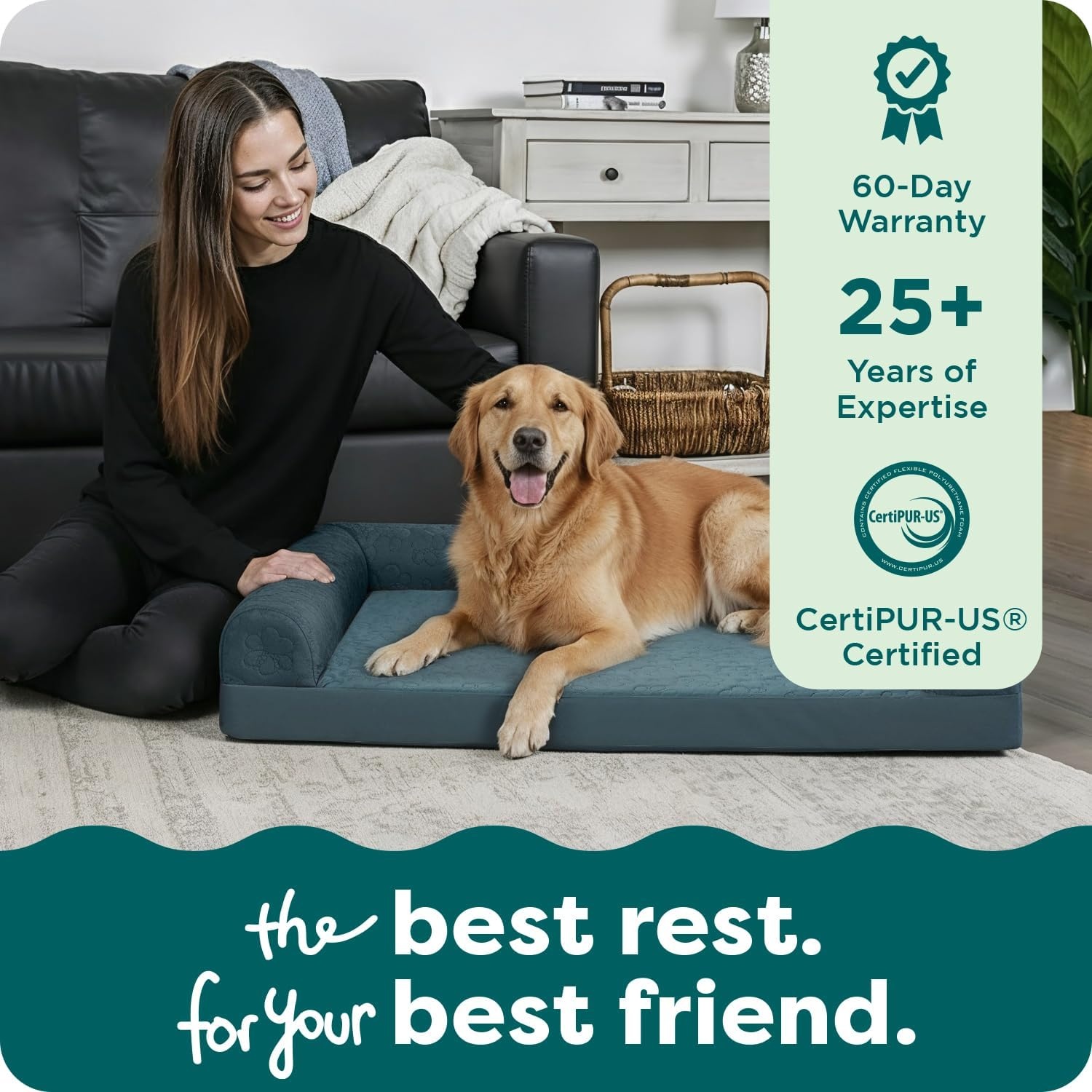 image:imageFurhaven Cooling Gel Dog Bed for Large Dogs w Removable Bolsters amp Washable Cover For Dogs Up to 125 lbs TwoTone Plush Faux Fur amp Suede L Shaped Chaise Espresso Jumbo PlusXXLQuilted Paw Titanium