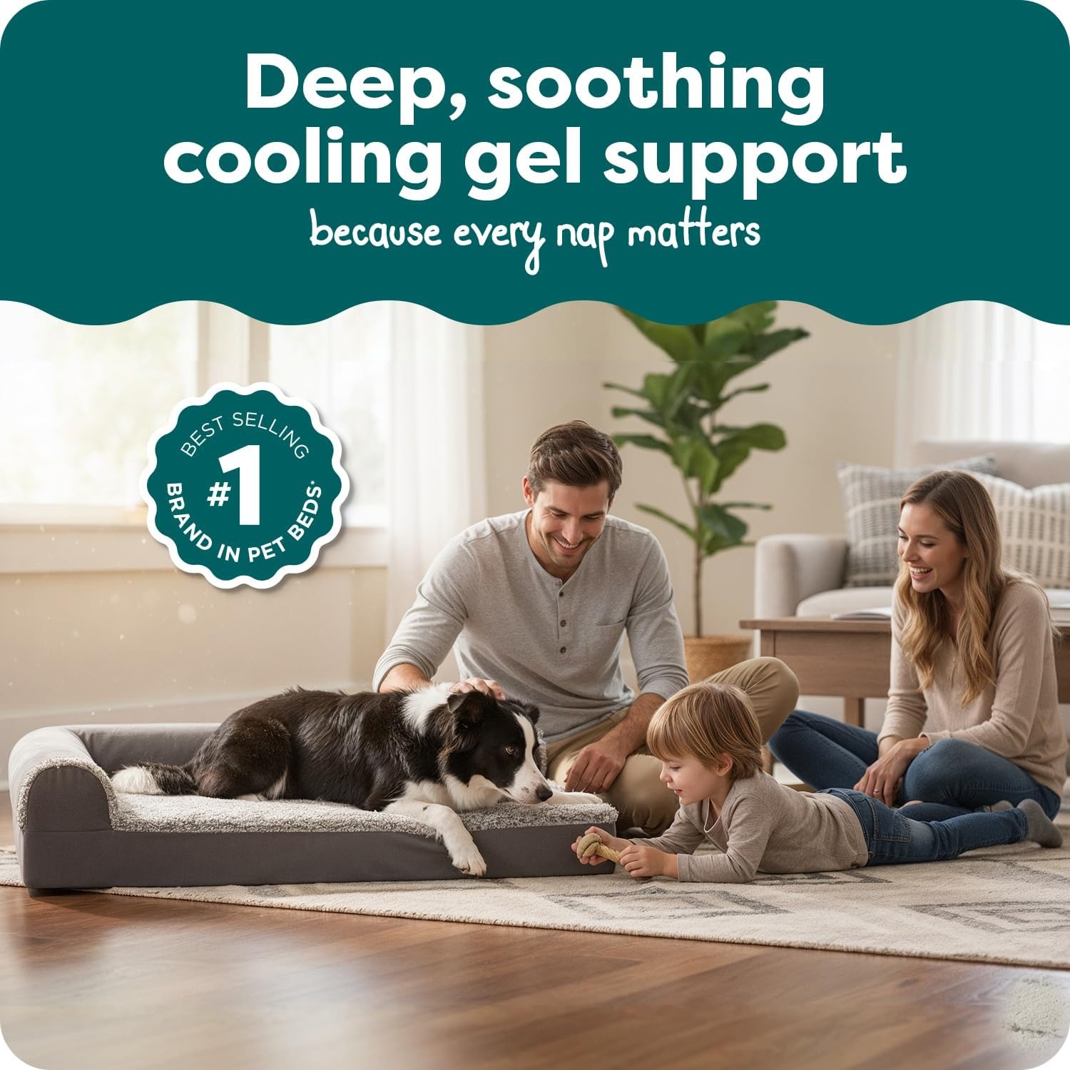 image:imageFurhaven Cooling Gel Dog Bed for Large Dogs w Removable Bolsters amp Washable Cover For Dogs Up to 125 lbs TwoTone Plush Faux Fur amp Suede L Shaped Chaise Espresso Jumbo PlusXXLTwoTone Faux Fur Suede Stone Gray