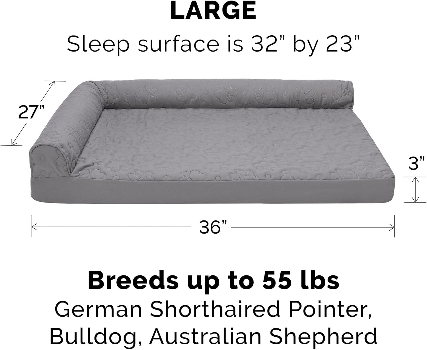 image:imageFurhaven Cooling Gel Dog Bed for Large Dogs w Removable Bolsters amp Washable Cover For Dogs Up to 125 lbs TwoTone Plush Faux Fur amp Suede L Shaped Chaise Espresso Jumbo PlusXXLQuilted Paw Titanium