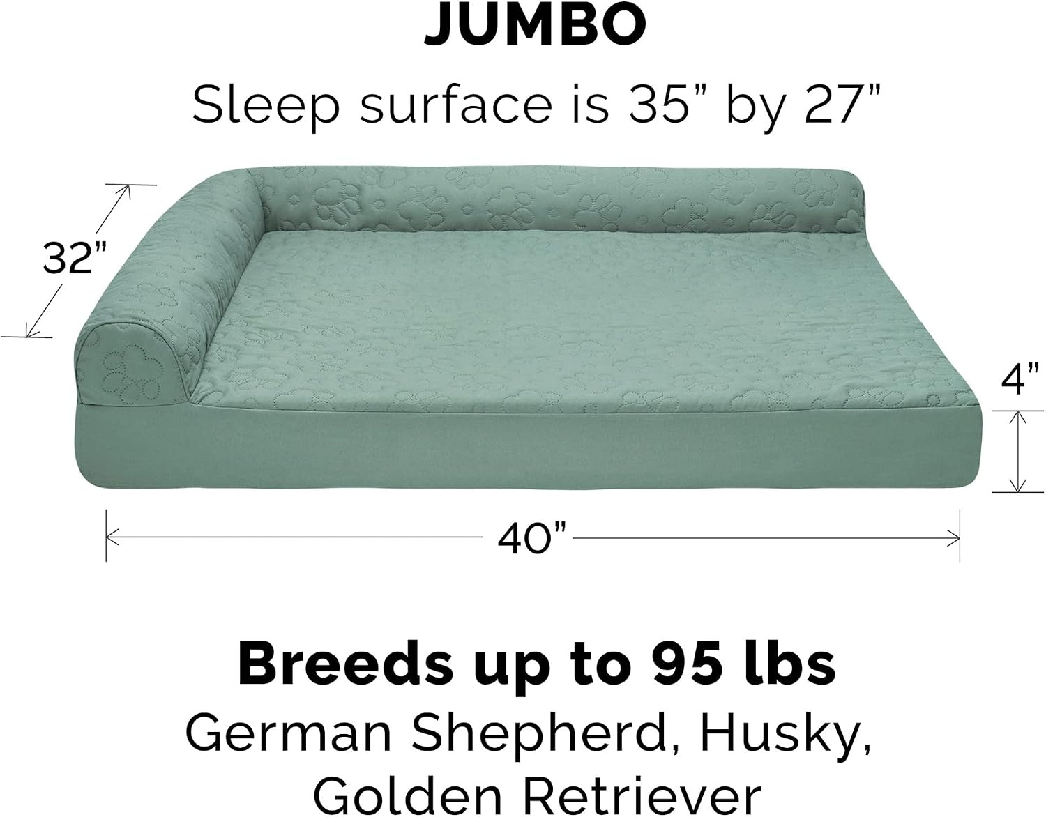 image:imageFurhaven Cooling Gel Dog Bed for Large Dogs w Removable Bolsters amp Washable Cover For Dogs Up to 125 lbs TwoTone Plush Faux Fur amp Suede L Shaped Chaise Espresso Jumbo PlusXXLQuilted Paw Iceberg Green