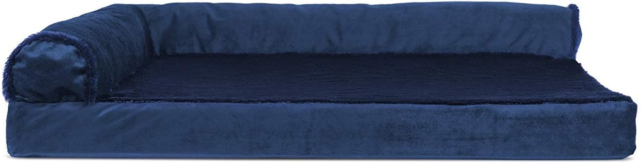 image:imageFurhaven Cooling Gel Dog Bed for Large Dogs w Removable Bolsters amp Washable Cover For Dogs Up to 125 lbs TwoTone Plush Faux Fur amp Suede L Shaped Chaise Espresso Jumbo PlusXXLPlush Velvet Deep Sapphire