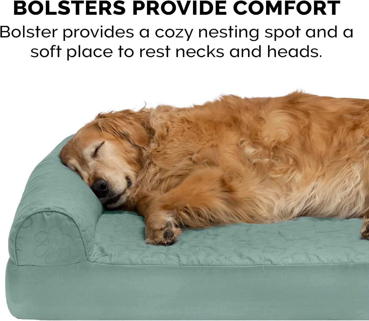 image:imageFurhaven Cooling Gel Dog Bed for Large Dogs w Removable Bolsters amp Washable Cover For Dogs Up to 125 lbs TwoTone Plush Faux Fur amp Suede L Shaped Chaise Espresso Jumbo PlusXXLQuilted Paw Iceberg Green