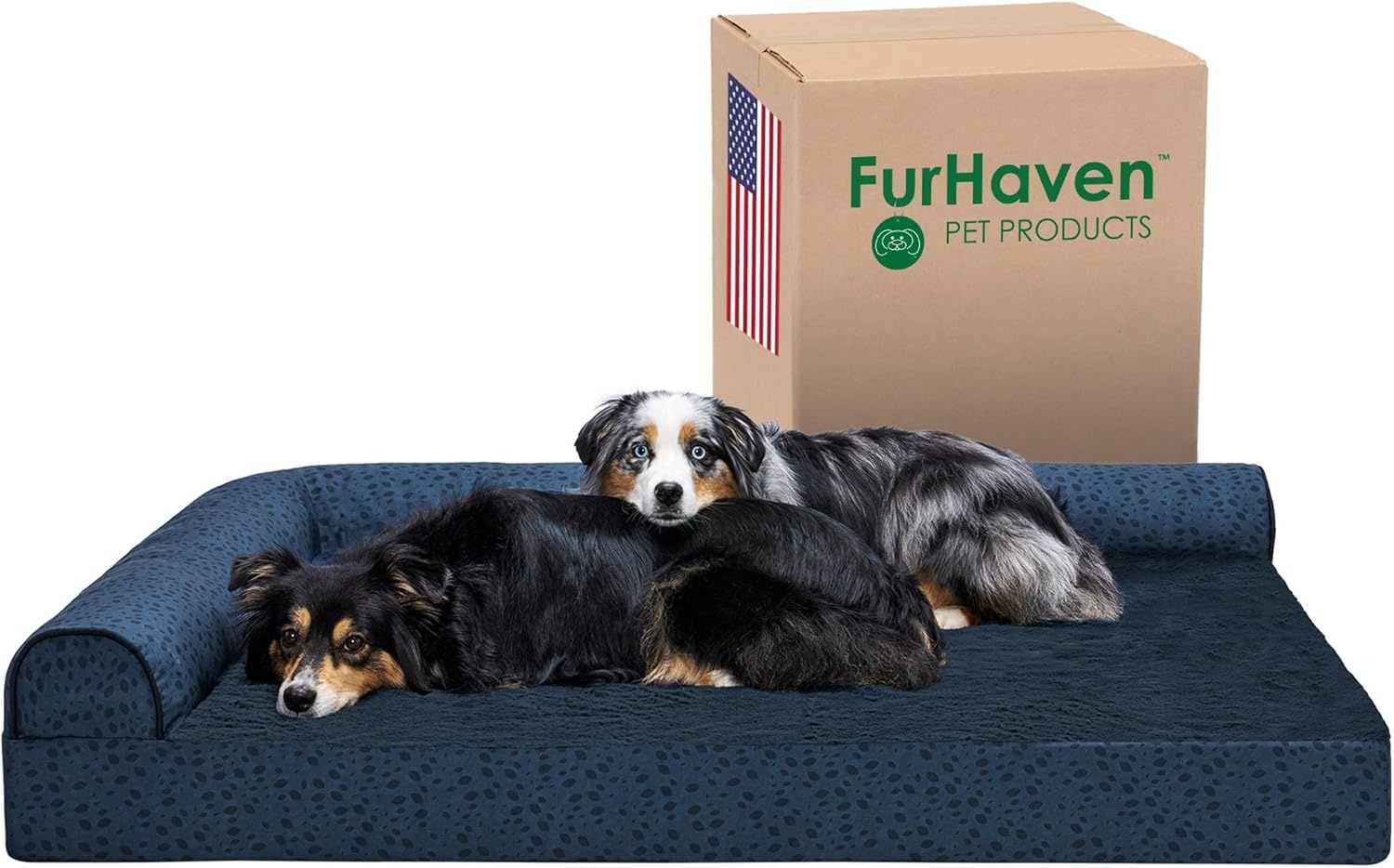 image:imageFurhaven Cooling Gel Dog Bed for Large Dogs w Removable Bolsters amp Washable Cover For Dogs Up to 125 lbs TwoTone Plush Faux Fur amp Suede L Shaped Chaise Espresso Jumbo PlusXXLPlush Almond Print Blue Almonds