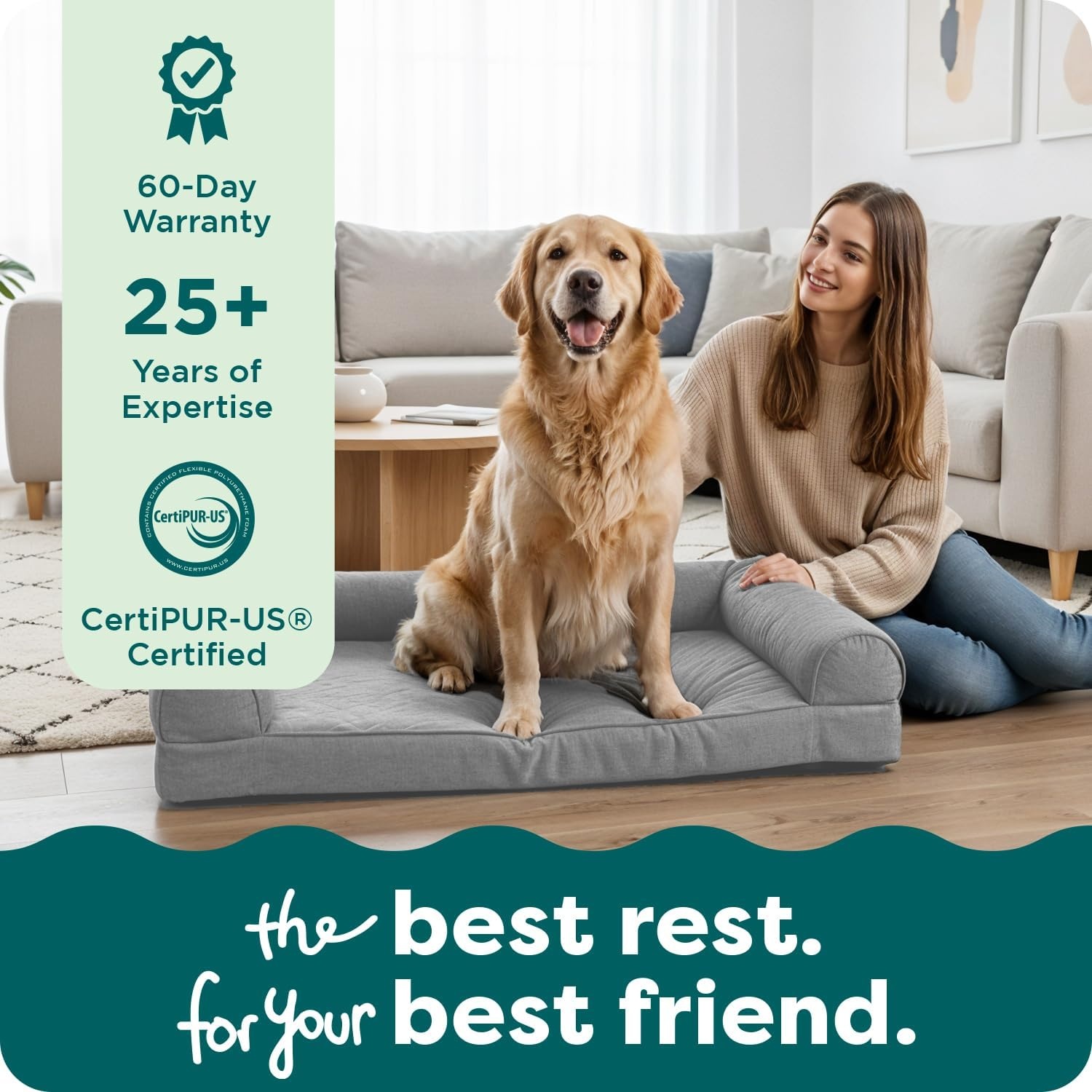image:imageFurhaven Cooling Gel Dog Bed for Large Dogs w Removable Bolsters amp Washable Cover For Dogs Up to 125 lbs TwoTone Plush Faux Fur amp Suede L Shaped Chaise Espresso Jumbo PlusXXLTwoTone Faux Fur Suede Stone Gray