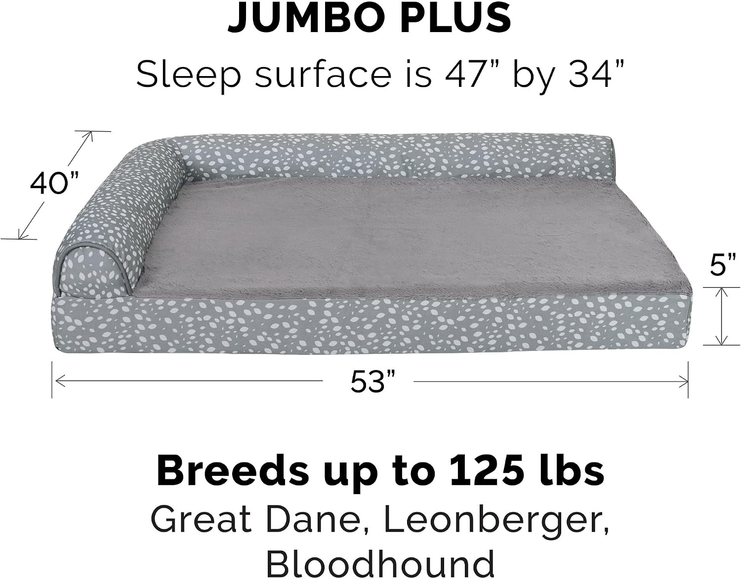 image:imageFurhaven Cooling Gel Dog Bed for Large Dogs w Removable Bolsters amp Washable Cover For Dogs Up to 125 lbs TwoTone Plush Faux Fur amp Suede L Shaped Chaise Espresso Jumbo PlusXXLPlush Almond Print Gray Almonds