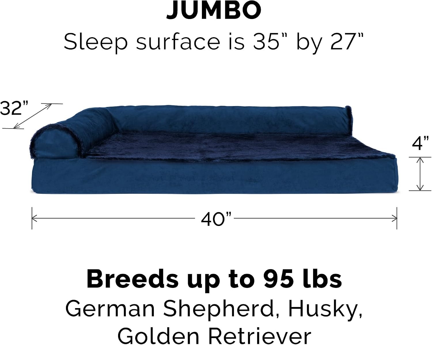 image:imageFurhaven Cooling Gel Dog Bed for Large Dogs w Removable Bolsters amp Washable Cover For Dogs Up to 125 lbs TwoTone Plush Faux Fur amp Suede L Shaped Chaise Espresso Jumbo PlusXXLPlush Velvet Deep Sapphire