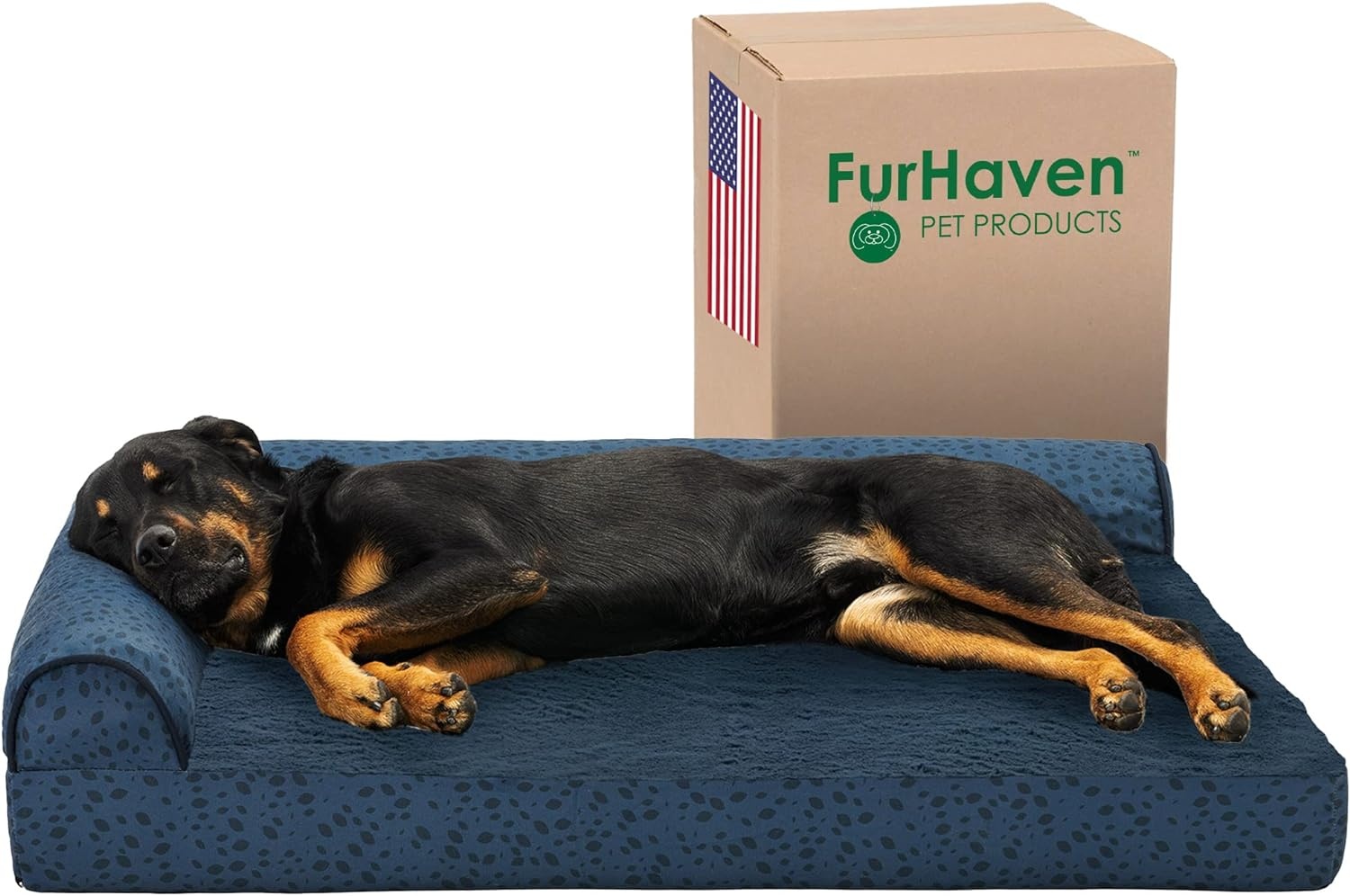 image:imageFurhaven Cooling Gel Dog Bed for Large Dogs w Removable Bolsters amp Washable Cover For Dogs Up to 125 lbs TwoTone Plush Faux Fur amp Suede L Shaped Chaise Espresso Jumbo PlusXXLPlush Almond Print Blue Almonds