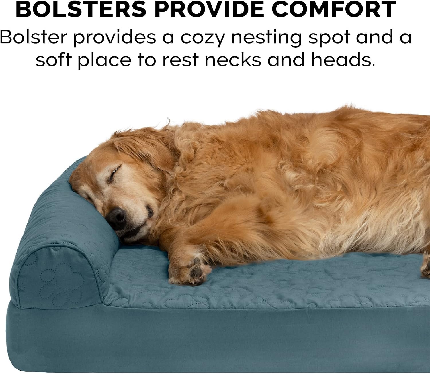 image:imageFurhaven Cooling Gel Dog Bed for Large Dogs w Removable Bolsters amp Washable Cover For Dogs Up to 125 lbs TwoTone Plush Faux Fur amp Suede L Shaped Chaise Espresso Jumbo PlusXXLQuilted Paw Bluestone