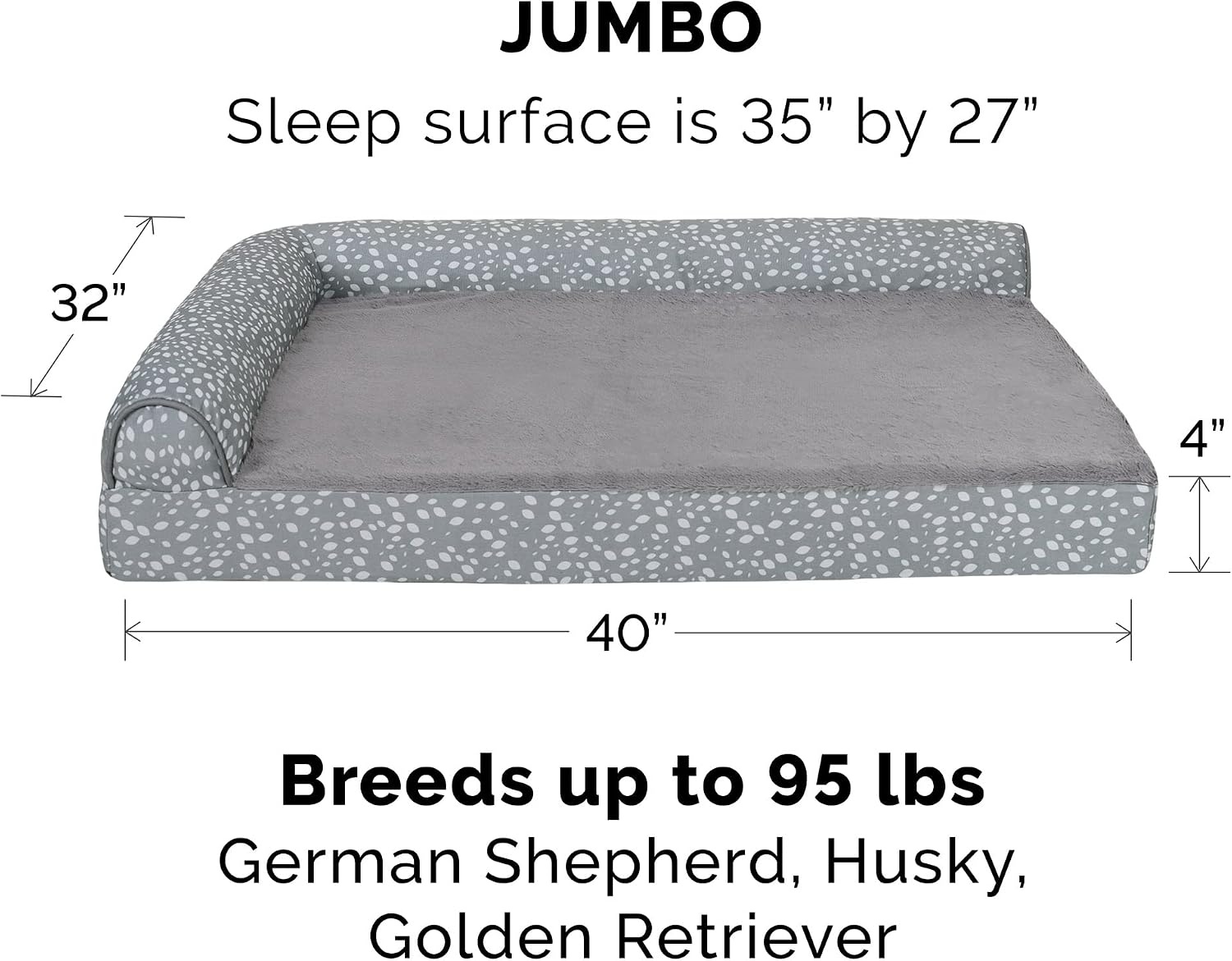 image:imageFurhaven Cooling Gel Dog Bed for Large Dogs w Removable Bolsters amp Washable Cover For Dogs Up to 125 lbs TwoTone Plush Faux Fur amp Suede L Shaped Chaise Espresso Jumbo PlusXXLPlush Almond Print Gray Almonds