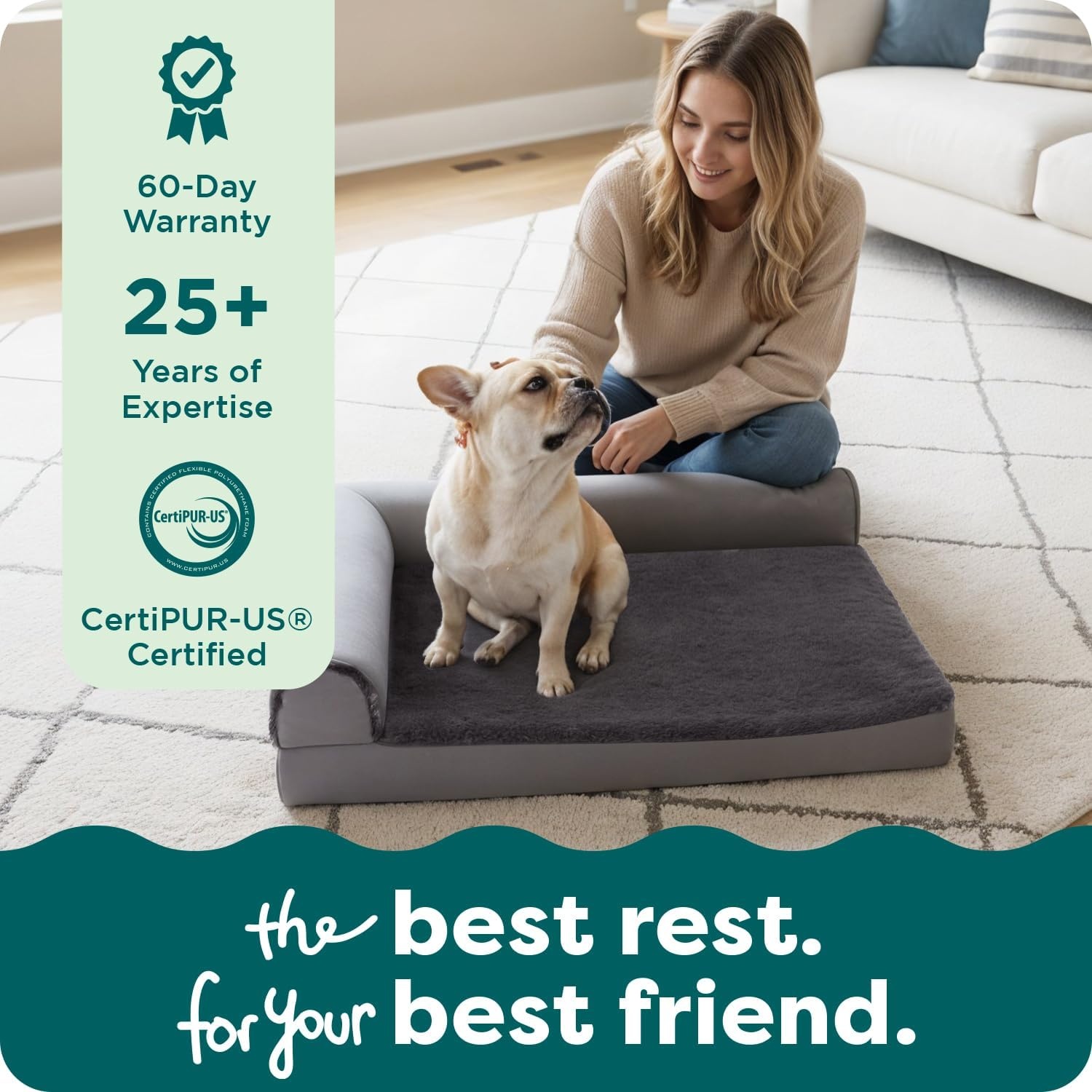 image:imageFurhaven Cooling Gel Dog Bed for Large Dogs w Removable Bolsters amp Washable Cover For Dogs Up to 125 lbs TwoTone Plush Faux Fur amp Suede L Shaped Chaise Espresso Jumbo PlusXXLPlush Velvet Deep Sapphire