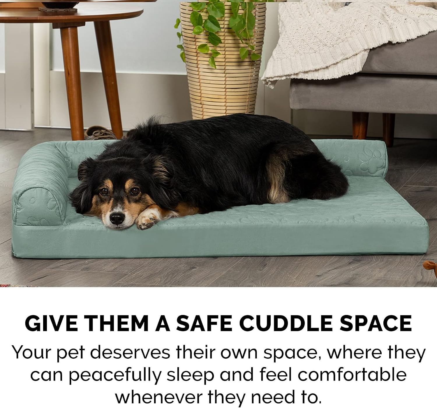 image:imageFurhaven Cooling Gel Dog Bed for Large Dogs w Removable Bolsters amp Washable Cover For Dogs Up to 125 lbs TwoTone Plush Faux Fur amp Suede L Shaped Chaise Espresso Jumbo PlusXXLQuilted Paw Iceberg Green