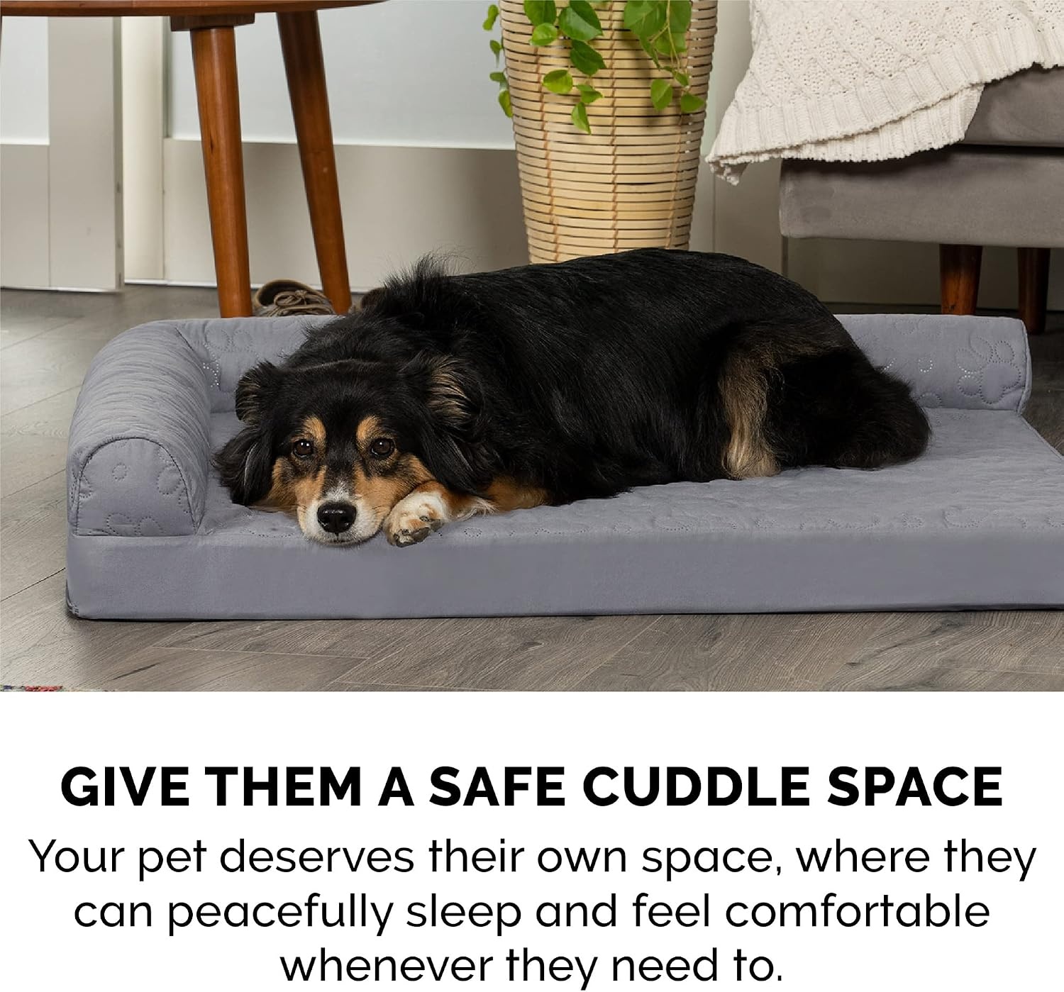 image:imageFurhaven Cooling Gel Dog Bed for Large Dogs w Removable Bolsters amp Washable Cover For Dogs Up to 125 lbs TwoTone Plush Faux Fur amp Suede L Shaped Chaise Espresso Jumbo PlusXXLQuilted Paw Titanium