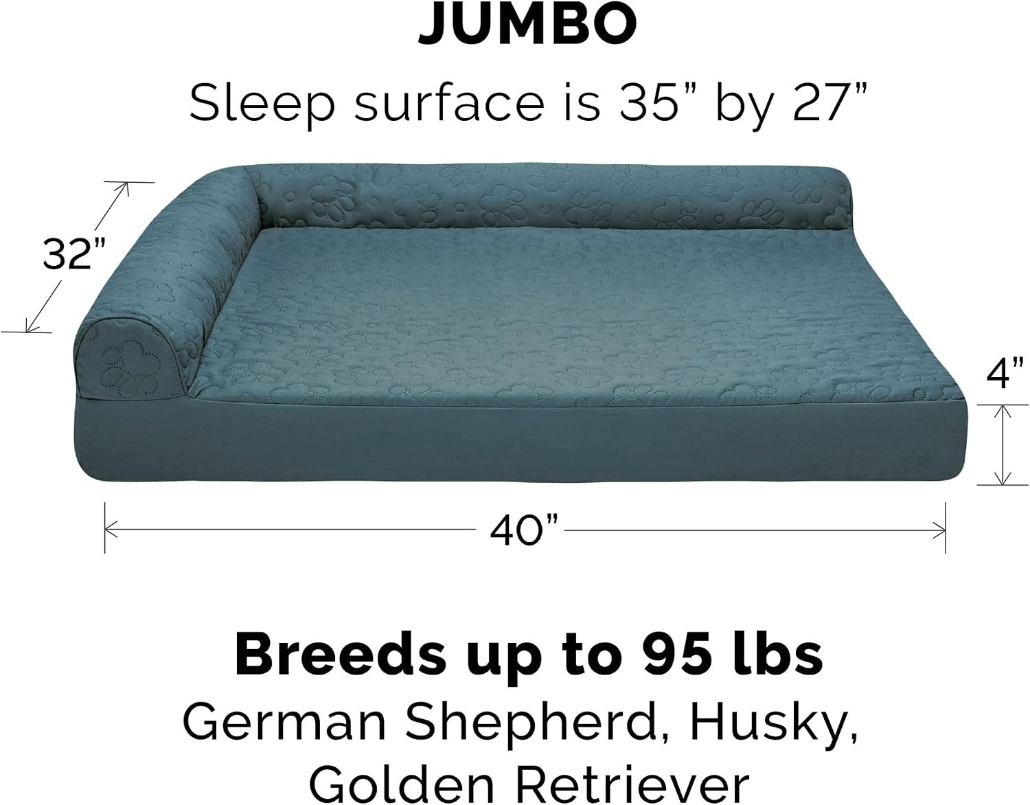 image:imageFurhaven Cooling Gel Dog Bed for Large Dogs w Removable Bolsters amp Washable Cover For Dogs Up to 125 lbs TwoTone Plush Faux Fur amp Suede L Shaped Chaise Espresso Jumbo PlusXXLQuilted Paw Bluestone